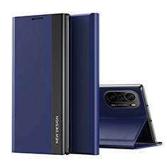 Handytasche Stand Schutzhülle Flip Leder Hülle Q01H für Xiaomi Poco F3 5G Blau