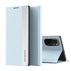 Handytasche Stand Schutzhülle Flip Leder Hülle Q01H für Xiaomi Poco F3 5G Hellblau