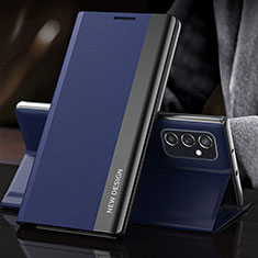 Handytasche Stand Schutzhülle Flip Leder Hülle Q03H für Samsung Galaxy M52 5G Blau