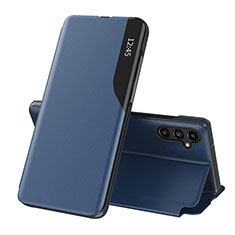Handytasche Stand Schutzhülle Flip Leder Hülle QH1 für Samsung Galaxy A14 5G Blau