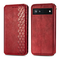 Handytasche Stand Schutzhülle Flip Leder Hülle S01D für Google Pixel 6a 5G Rot