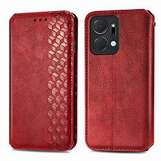 Handytasche Stand Schutzhülle Flip Leder Hülle S01D für Huawei Honor X7a Rot