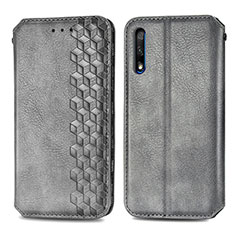 Handytasche Stand Schutzhülle Flip Leder Hülle S01D für Huawei P Smart Z (2019) Grau