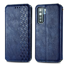 Handytasche Stand Schutzhülle Flip Leder Hülle S01D für Huawei P40 Lite 5G Blau