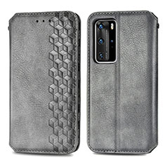 Handytasche Stand Schutzhülle Flip Leder Hülle S01D für Huawei P40 Pro Grau