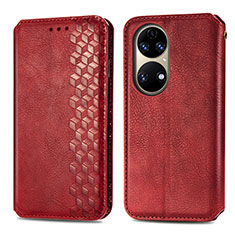 Handytasche Stand Schutzhülle Flip Leder Hülle S01D für Huawei P50 Pro Rot