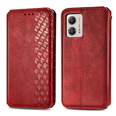 Handytasche Stand Schutzhülle Flip Leder Hülle S01D für Motorola Moto G53 5G Rot