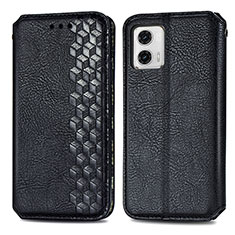 Handytasche Stand Schutzhülle Flip Leder Hülle S01D für Motorola Moto G73 5G Schwarz