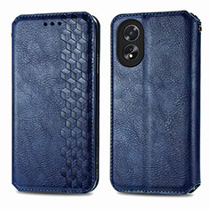 Handytasche Stand Schutzhülle Flip Leder Hülle S01D für Oppo A18 Blau