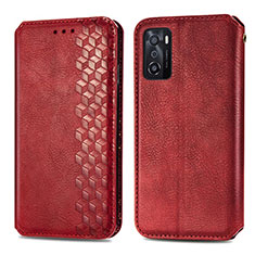 Handytasche Stand Schutzhülle Flip Leder Hülle S01D für Oppo A55S 5G Rot