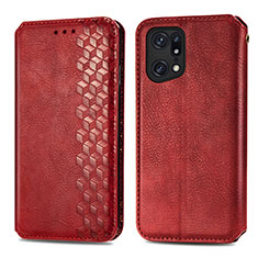 Handytasche Stand Schutzhülle Flip Leder Hülle S01D für Oppo Find X5 5G Rot