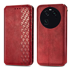 Handytasche Stand Schutzhülle Flip Leder Hülle S01D für Oppo Find X6 5G Rot