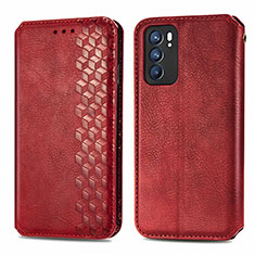 Handytasche Stand Schutzhülle Flip Leder Hülle S01D für Oppo Reno6 5G Rot