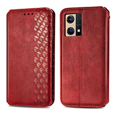 Handytasche Stand Schutzhülle Flip Leder Hülle S01D für Oppo Reno7 4G Rot