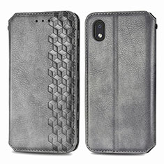 Handytasche Stand Schutzhülle Flip Leder Hülle S01D für Samsung Galaxy A01 Core Grau