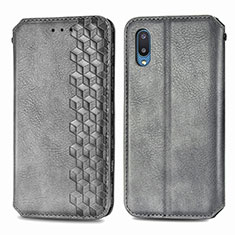 Handytasche Stand Schutzhülle Flip Leder Hülle S01D für Samsung Galaxy A02 Grau