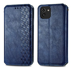 Handytasche Stand Schutzhülle Flip Leder Hülle S01D für Samsung Galaxy A03 Blau