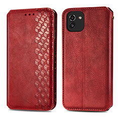 Handytasche Stand Schutzhülle Flip Leder Hülle S01D für Samsung Galaxy A03 Rot