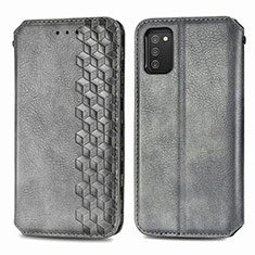 Handytasche Stand Schutzhülle Flip Leder Hülle S01D für Samsung Galaxy A03s Grau