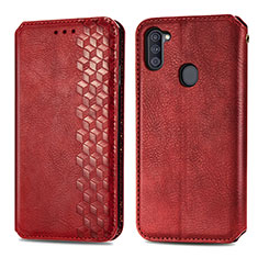 Handytasche Stand Schutzhülle Flip Leder Hülle S01D für Samsung Galaxy A11 Rot