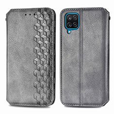 Handytasche Stand Schutzhülle Flip Leder Hülle S01D für Samsung Galaxy A12 Grau