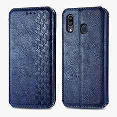 Handytasche Stand Schutzhülle Flip Leder Hülle S01D für Samsung Galaxy A20 Blau