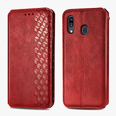 Handytasche Stand Schutzhülle Flip Leder Hülle S01D für Samsung Galaxy A20 Rot