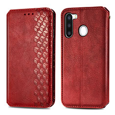 Handytasche Stand Schutzhülle Flip Leder Hülle S01D für Samsung Galaxy A21 European Rot