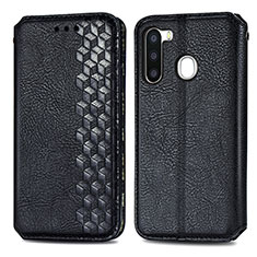 Handytasche Stand Schutzhülle Flip Leder Hülle S01D für Samsung Galaxy A21 European Schwarz