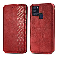 Handytasche Stand Schutzhülle Flip Leder Hülle S01D für Samsung Galaxy A21s Rot