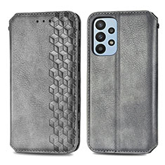 Handytasche Stand Schutzhülle Flip Leder Hülle S01D für Samsung Galaxy A23 5G Grau