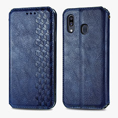 Handytasche Stand Schutzhülle Flip Leder Hülle S01D für Samsung Galaxy A30 Blau