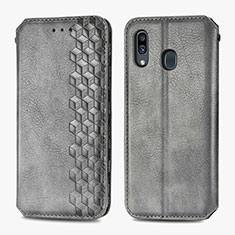 Handytasche Stand Schutzhülle Flip Leder Hülle S01D für Samsung Galaxy A30 Grau