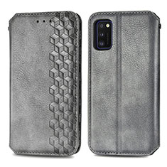 Handytasche Stand Schutzhülle Flip Leder Hülle S01D für Samsung Galaxy A41 Grau