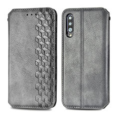 Handytasche Stand Schutzhülle Flip Leder Hülle S01D für Samsung Galaxy A70 Grau