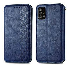 Handytasche Stand Schutzhülle Flip Leder Hülle S01D für Samsung Galaxy A71 4G A715 Blau