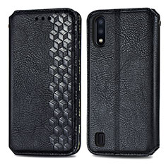 Handytasche Stand Schutzhülle Flip Leder Hülle S01D für Samsung Galaxy M01 Schwarz