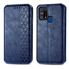 Handytasche Stand Schutzhülle Flip Leder Hülle S01D für Samsung Galaxy M21s Blau