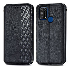 Handytasche Stand Schutzhülle Flip Leder Hülle S01D für Samsung Galaxy M31 Schwarz