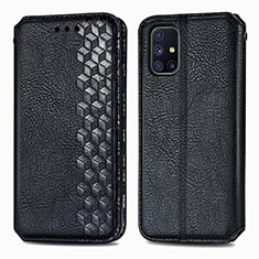 Handytasche Stand Schutzhülle Flip Leder Hülle S01D für Samsung Galaxy M51 Schwarz