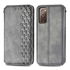 Handytasche Stand Schutzhülle Flip Leder Hülle S01D für Samsung Galaxy S20 FE 4G Grau