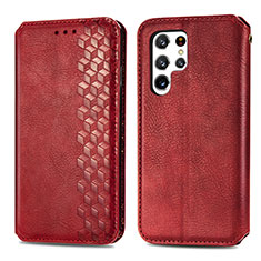 Handytasche Stand Schutzhülle Flip Leder Hülle S01D für Samsung Galaxy S21 Ultra 5G Rot