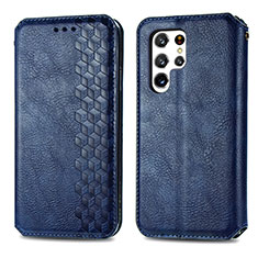 Handytasche Stand Schutzhülle Flip Leder Hülle S01D für Samsung Galaxy S24 Ultra 5G Blau