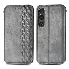 Handytasche Stand Schutzhülle Flip Leder Hülle S01D für Sony Xperia 1 V Grau