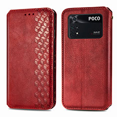 Handytasche Stand Schutzhülle Flip Leder Hülle S01D für Xiaomi Poco M4 Pro 4G Rot