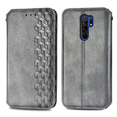 Handytasche Stand Schutzhülle Flip Leder Hülle S01D für Xiaomi Redmi 9 Grau