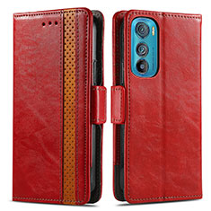 Handytasche Stand Schutzhülle Flip Leder Hülle S02D für Motorola Moto Edge 30 5G Rot