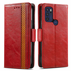 Handytasche Stand Schutzhülle Flip Leder Hülle S02D für Motorola Moto G60s Rot