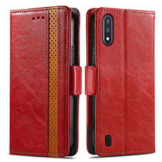 Handytasche Stand Schutzhülle Flip Leder Hülle S02D für Samsung Galaxy A01 SM-A015 Rot