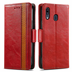 Handytasche Stand Schutzhülle Flip Leder Hülle S02D für Samsung Galaxy A30 Rot